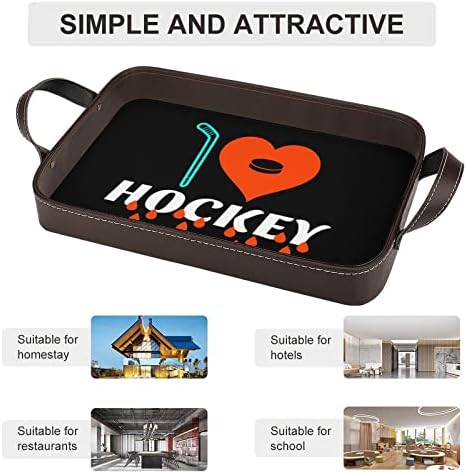 Volim hokej kožnu ukrasnu ladicu personalizirani organizator skladištenja u ladici s ručkama za kućni hotel