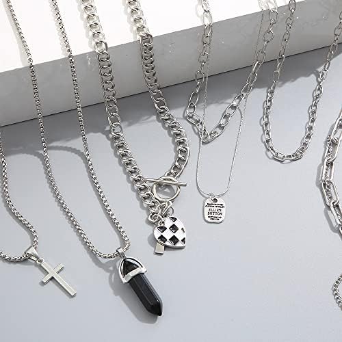 ako ste srebrni lančani lančić Set za muškarce, Cool Goth punk slojevite ogrlice za žene tinejdžerke, Y2K ogrlica za ogrlicu Emo nakit
