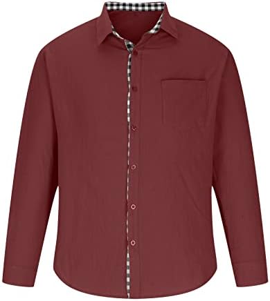 Dizajnerska majica za muškarce pamučna posteljina plairana patchwork rever ovratnik jednokradne bluze s dugim rukavima udobne cool vrhove