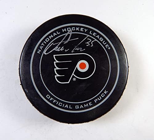 Steve Mason 35 potpisan Philadelphia Flyers NHL Hockey Puck Auto AJ 273-autogramom NHL Paks