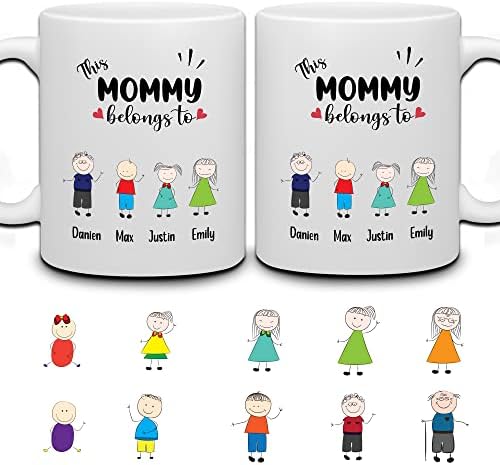 Whidobe personalizirana materna šolja Custom 11oz, 15oz šalica za kafu za majku, baku na majčinom danu, poklon za mamu, bako od sina, kćeri - porodični čaj - ova mama pripada