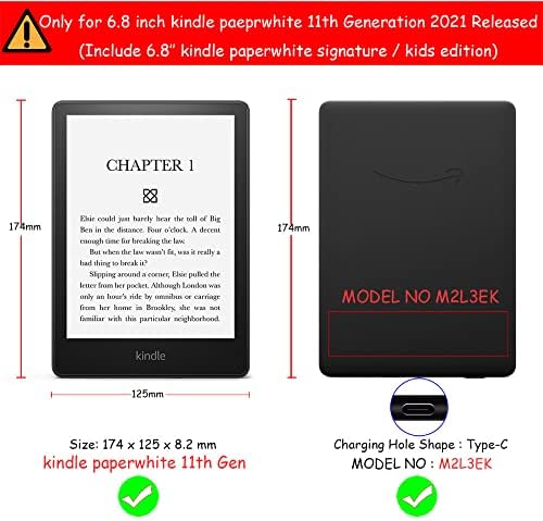 Futrola za stalak za 6,8 Kindle Paperwhite 11. generacije 2021. - dvije trake za ruke Premium PU kožna omot za knjige sa automatskim