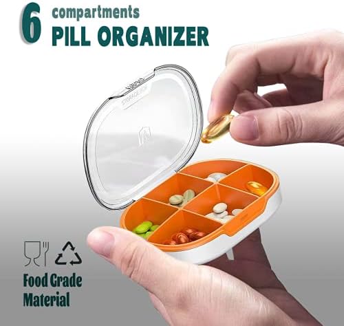 Artfuy 6 pretinaca Organizator putnih pilula - dnevna kutija za pilule Organizator za džepnu torbicu mala kutija za pilule pretinci