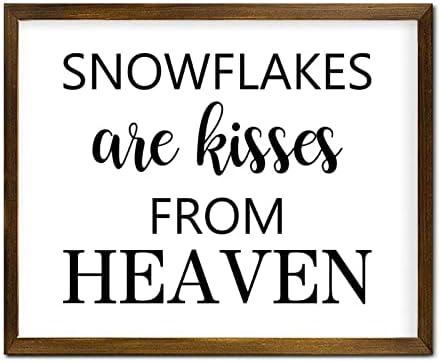 Wood uokviren znak snježne pahulje su poljupci s neba visećih zidnih umjetnosti Inspirativni citati Christian Woodrand Framed potporna