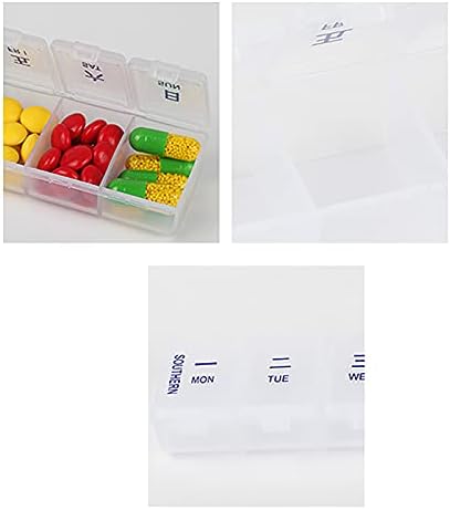 LANGCA prenosiva kutija za pilule, sedam pretinaca nedeljno, Mini okrugla kutija za odlaganje, prenosiva plastična kutija za odlaganje sa više pretinaca, kutija za domaće lekove za spoljnu upotrebu, kutija za zdravstvenu zaštitu, plava