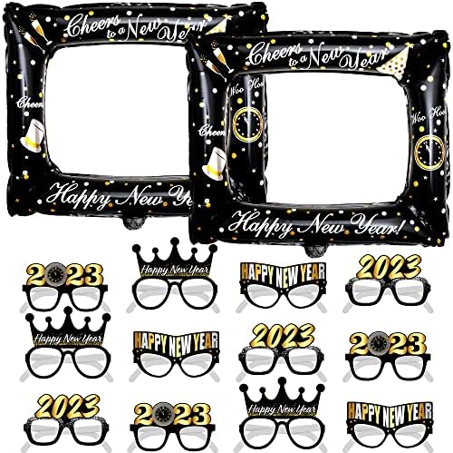 Nye napuhavanje Nove Godine Eve Photo Booth Frame | Happy New Year Eyeglasses 2023 | nye dekoracije za Novu godinu Photo Booth rekviziti