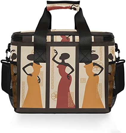 Afro Black Woman Classic African American Women velika torba za ručak, kutija za ručak preko ramena, izolovana kutija za ručak sa