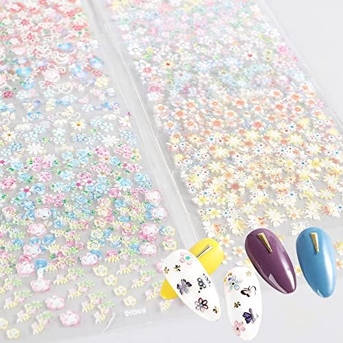 30kom cvijeće Nail Art naljepnice naljepnice 3d samoljepljivi šareni cvijet leptir dizajn šarm za nokte Nail Art potrepštine bijeli