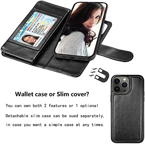 NJJEX torbica za novčanik za iPhone 14 Pro Max 6.7 2022, za iPhone 14 Pro Max futrolu, [9 slotova za kartice] PU kožni ID kreditni