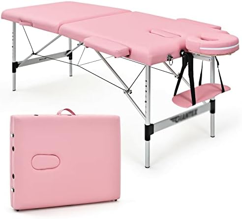 FLOYINM 84 L prijenosni stol za masažu podesivi Salon Spa krevet sa torbicom za nošenje Pink Cradle