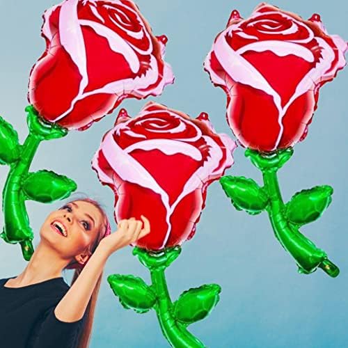 Crveni ružni baloni Majčin dan Balloons Cvjetni folijski baloni za sretne majčine dnevne tematske stranke Romantične ukrase Prijedlog ukrasa Godišnjice ukrasi za zabavu-5 kom