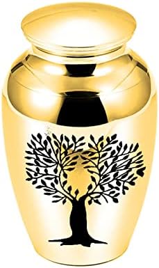 YHSG stabla života Mini kremiranje suvenir urn, memorijalna urna pogrebna urna pogodna za kućne ljubimce ili ljudski pepeo, zlato,