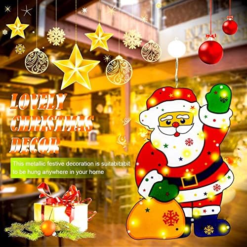 Xugenxes Božić ukrasi prozor viseća svjetla ukras, LED božićno drvo ukras svjetla, Santa Claus silueta ukras,