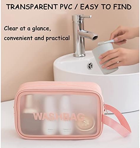Happy L Clear putne torbe za toaletne potrepštine, 3kom prenosne PVC vodootporne kozmetičke torbe, prozirna putna torbica za nošenje,