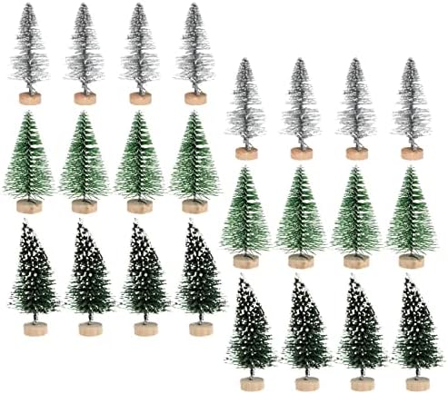 Aboofan 24pcs Vivid lažno sa drvetom drveta: Pine za odmor snježni mini ukrasi drveni ukrasni osnovni zabavni centar mali dekorativni