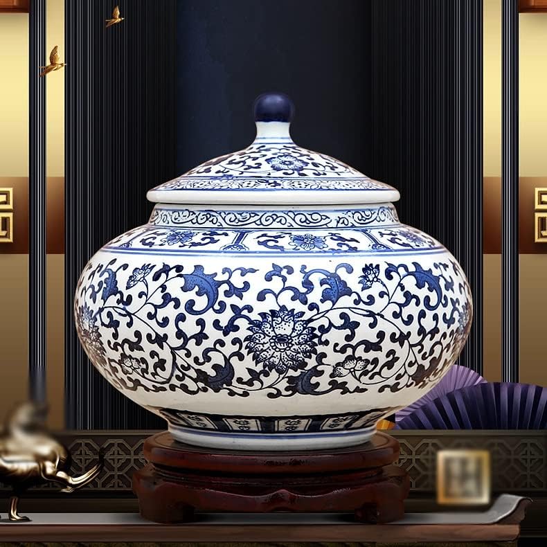 WYFDP keramički plavi i bijeli poklopac lista mogu dnevni boravak čaj mogu ukras ukras poklon ukrasi (boja: a, veličina