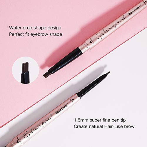 Music Flower Dual Ended eyeliner Pencil - crna & kremasti Gel za oči - crna + smeđa, vodootporna razmazana olovka & amp; dugotrajna