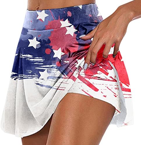 4. srpnja SAD Work Lowout Skorts suknje s kratkim hlačama za žene sa visokim strukom Pleased Flowy Golf Skorts 2 u 1 trčanja