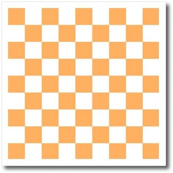 3Droza Checkerirane narančaste i bijele kvadrate uzorak provjerene provjerene šahovne ploče mozaik-željezo na prijenosu topline, 10 po 10 , za bijeli materijal