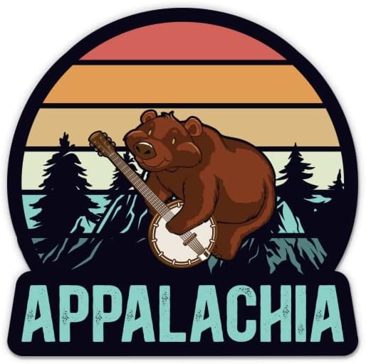 Appalachia naljepnica - 3 Naljepnica za laptop - vodootporni vinil za automobil, telefon, boca vode - medvjed igrajući banjo decal