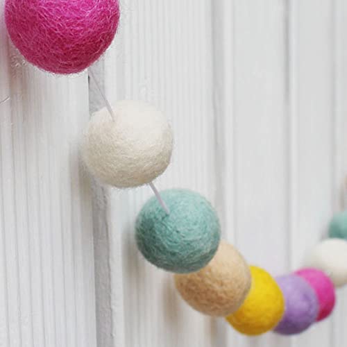 2pcs Wool Felt Ball Garland Colorful Pom Pom Garland 7,2 metra Long 19 Ball Garland za Mardi Gras Easter Halloween Dan zahvalnosti