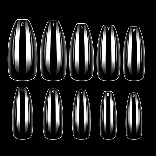 Makartt vrhovi za nokte, dugi ekseri za kovčege,bistri, 500kom 10 Veličina,pun poklopac sa Makartt Builder gelom za nokte 15ml 5 u 1 multifunkcionalnim prozirnim Gel lakom za nokte