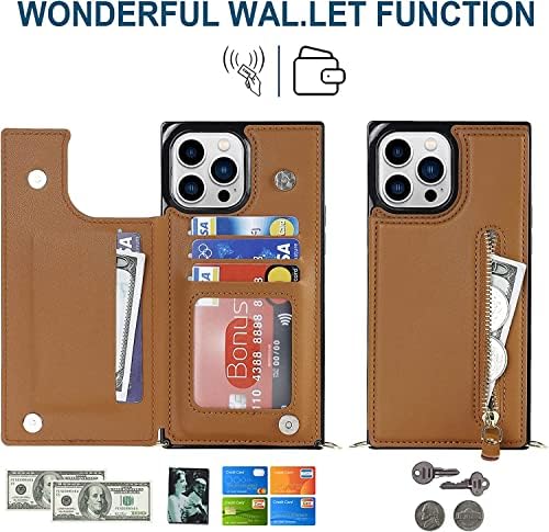 KAPPDE Crossbody torbica za novčanik za iPhone 14/14 Plus / 14 Pro/14 Pro Max, kožna futrola sa zatvaračem sa utorima za kartice odvojiva