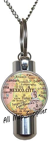 AllMapsupplier modna kremacija urna ogrlica Mexico City Map kremacija urn ogrlica, Meksiko City kremacija urn ogrlica, Mexico City Map urn, Mexico City Urn Moda Karta Nakit, A0040