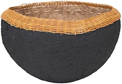 Creative Co-op Creative Co-op dekorativni ručno rađeni papir Mache Bowl sa pletenim obrubom, crnom i prirodnom, 20 runde