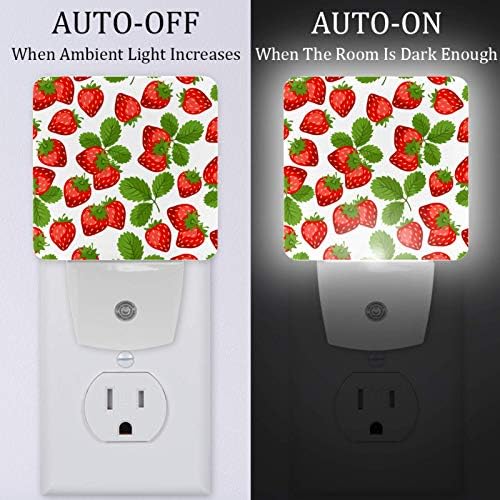 LED noćno svjetlo tropska ljetna voćna jagoda uzorak print lampa sa pametnim senzorom senzor od sumraka do zore, 0.5 W dodatak, za