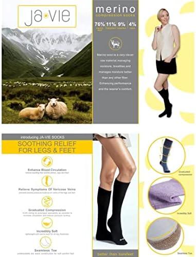 Javie 76% Merino vunene čarape za kompresiju 15-20mmhg Beširan nožni prst za žene i muškarce