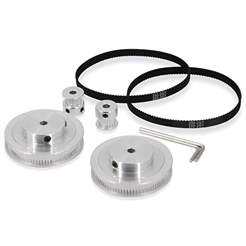 Zeberoxyz 2kom Set GT2 sinhroni točak 20 & amp;80 zuba 6.35 mm provrt Aluminij Timing remenica sa 2kom dužine 250mm širine 6mm pojas