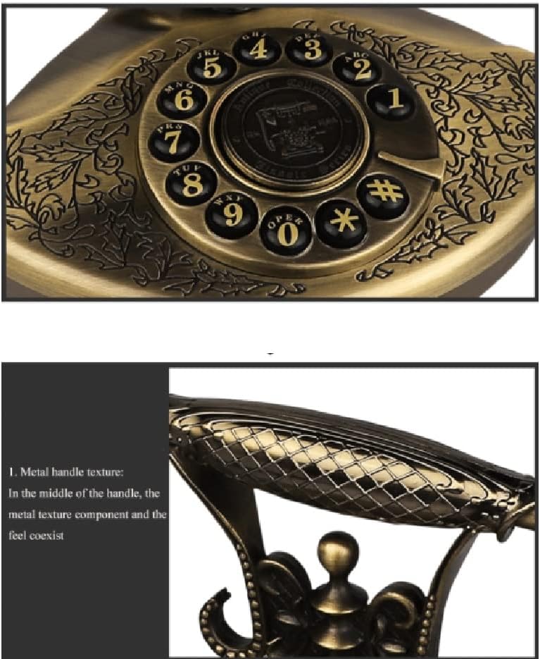 Seasd Vintage Desk Telefon Antique Style Tipka za biranje metalnog telefona, elektroničke melodije zvona, kućno uređenje telefonskog uređenja