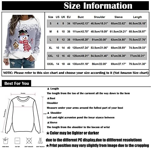 Bluze za žensku modu 2022., ženski pulover Top pahuljica snjegovića za snježne pahulje Print Casual Sports 3D Print Active Streetwear bluza