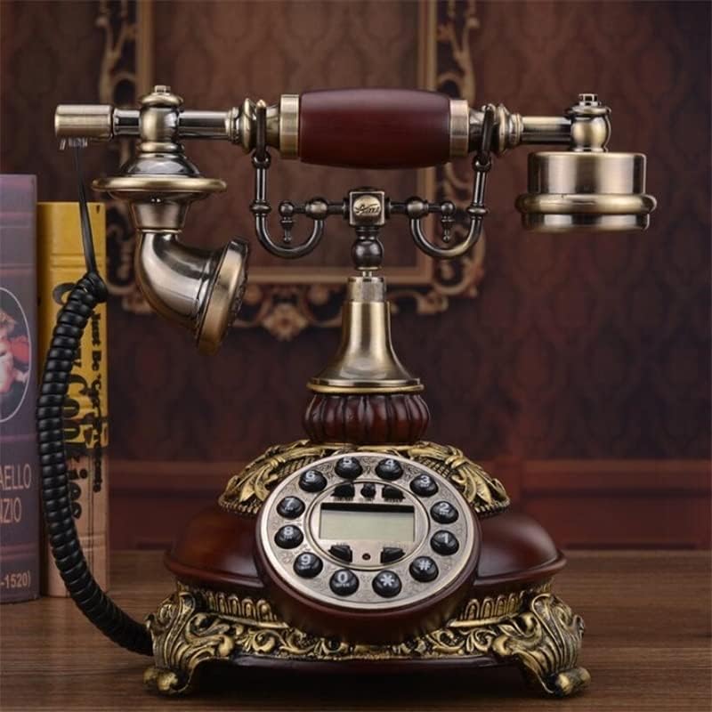 Gayouny Corded Telefon Fiksni digitalni retro telefona Dial Dial Dekorativni puni drveni telefoni