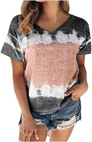 Ženska majica kratki rukav 2023 odjeća duboka V vrat pamučna grafička prugasta bluza majica za dame pada ljeto K2