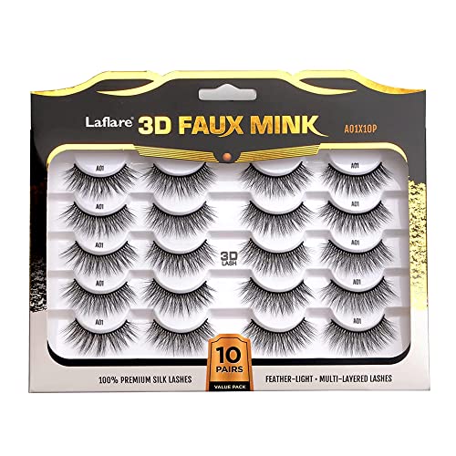 Laflare Silk Lashes 3D faux Mink Eyelashes Multipack, lagan, prirodnog izgleda, profesionalni laki za nanošenje trepavica u pletenom
