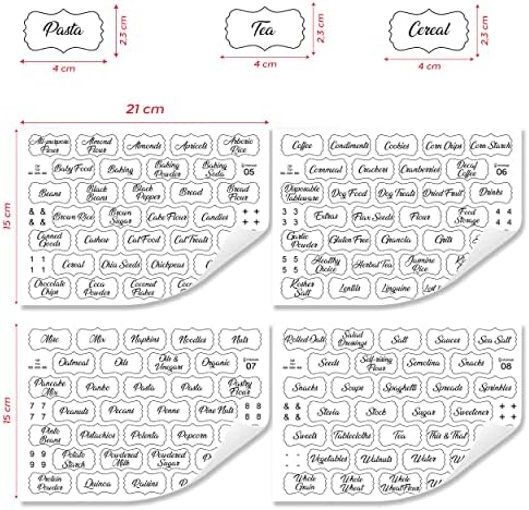 Colortouch naljepnice za začine za staklenke, naljepnice za začine, 128 kom, vodootporne naljepnice za staklenke začina unaprijed odštampane za organizaciju kuhinje i ostavu, naljepnica s bijelim začinom, ljepljiva, pravougaonik-2