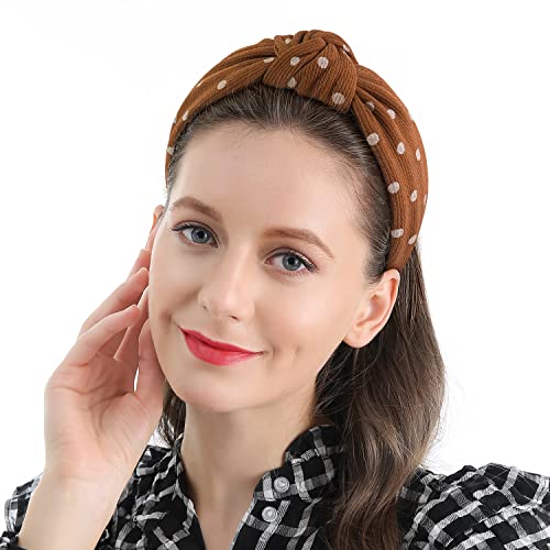 QIANXUAN Wide Headbands Knot Turban Top Knotted Headband za žene Top knot headband patter modni Print polka Dot Hair Accessories pletena