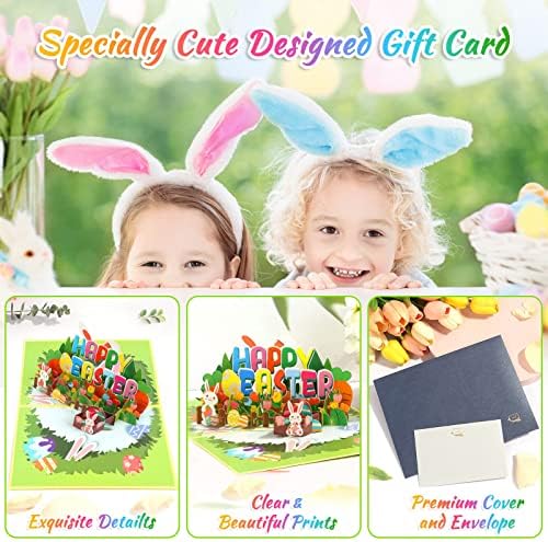 shynek Uskršnja zečica Iskačuća kartica sa kovertom, Prikazive 3D Uskršnje kartice ručno rađena vjerska čestitka Sretan Uskrs čestitka