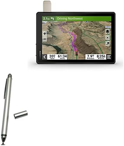 Boxwave Stylus olovkom Kompatibilan je s Garmin Galdom SXS Edition - Dualtip Capacitiv Stylus, Fiber TIP disk Tip kapacitivni olovka za Garmin Tread SXS izdanje - Metalno srebro