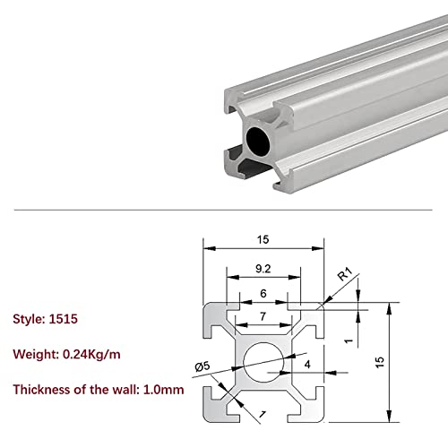 Mssoomm 10 pakovanje 1515 dužina profila ekstruzije aluminijuma 52,76 inča / 1340 mm srebro, 15 x 15 mm 15 serija T Tip T-Slot Evropski