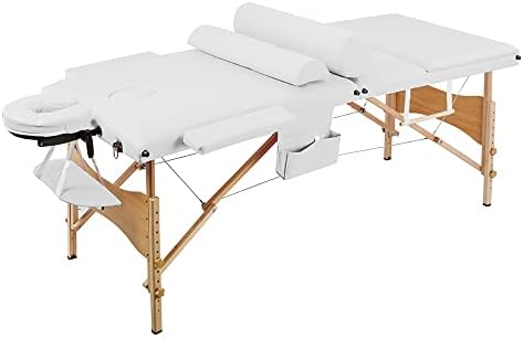 XIULAIQ 3 sekcije 212 x 70 x 85cm sklopivi kozmetički krevet sklopivi prijenosni SPA bodybuilding stol za masažu Set bijeli Spa krevet