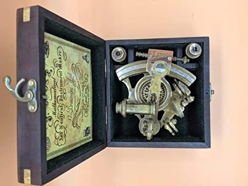 Navigacija Sextant J. Scott London sa Compass Compass Cutywood Cax / Astrolabe Mariners Anketeri - Vintage Style Nautic, Brown