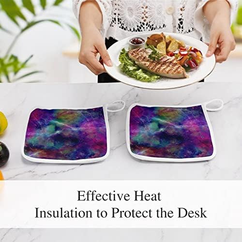 Thunder Galaxy print držači za print 8x8 Toplinski otporni na toplinski jastučići za zaštitu radne površine za kuhanje kuhinje dvodijelni set