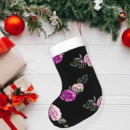 Austenstern božićne čarape Vodene boje ljubičaste cvjetne ruže Dvostrano kamin Viseći čarape