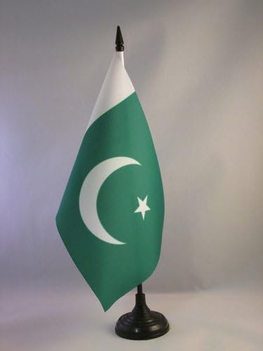 AZ zastava Pakistanska zastava 5 '' x 8 '' - Pakistanska zastava stola 21 x 14 cm - crna plastična stick i baza