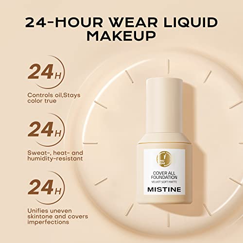 MISTINE Liquid Foundation makeup Full Cover Foundation za masnu kožu,24-satna podloga za kontrolu ulja,krema za njegu kože,hidratantna