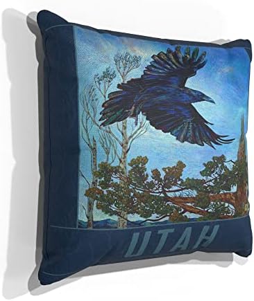 Utah Raven Canvas Throw jastuk za kauč ili kauč kod kuće & ured iz ulja slika umjetnika Kari Lehr 18 x 18.