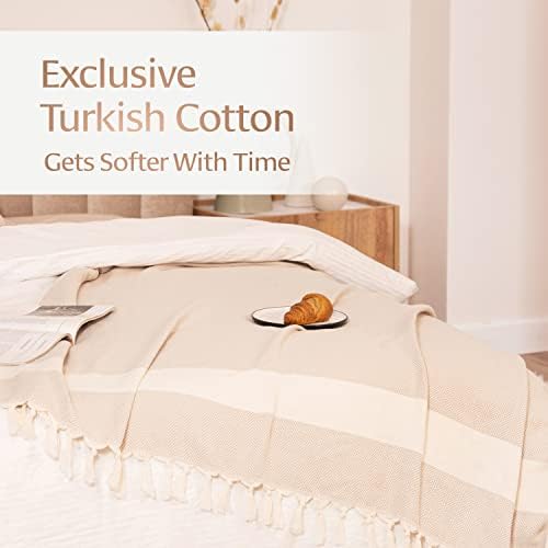 Luksuzan turski pamučni pokrivač - mekan, velika, lagana i prozračna - boho stil za krevet, kauč i dom